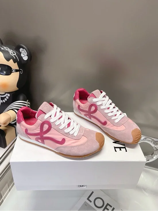 Loewe Pink Suede & Mesh Women's Sneakers
