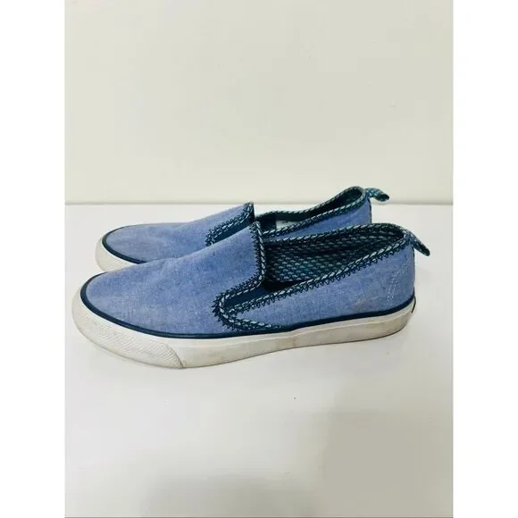 Sperry Seaside Vineyard Vines Blue Women's Slip On Canvas Sneakers Comfort Sz 8