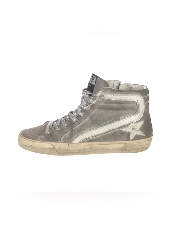 Golden Goose Silver Suede High-Top Slide Size 40