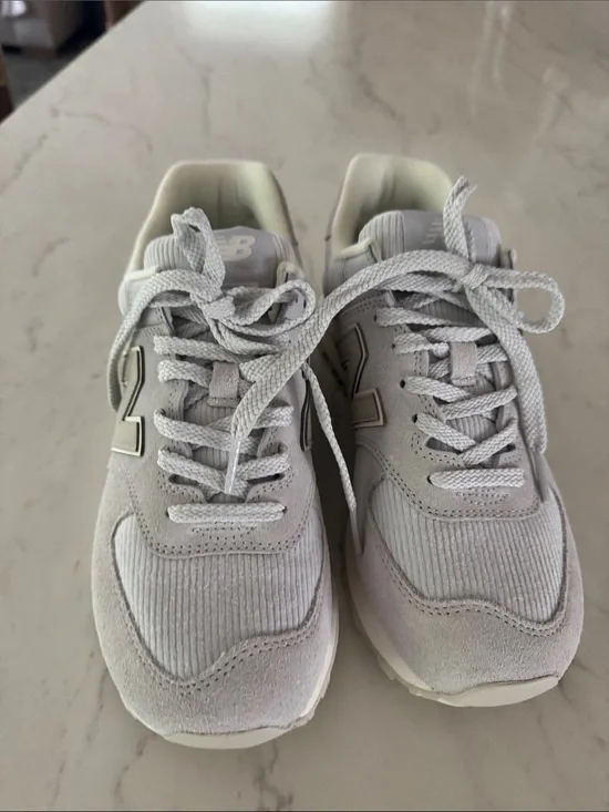 New Balance Gray Corduroy & Suede Sneakers