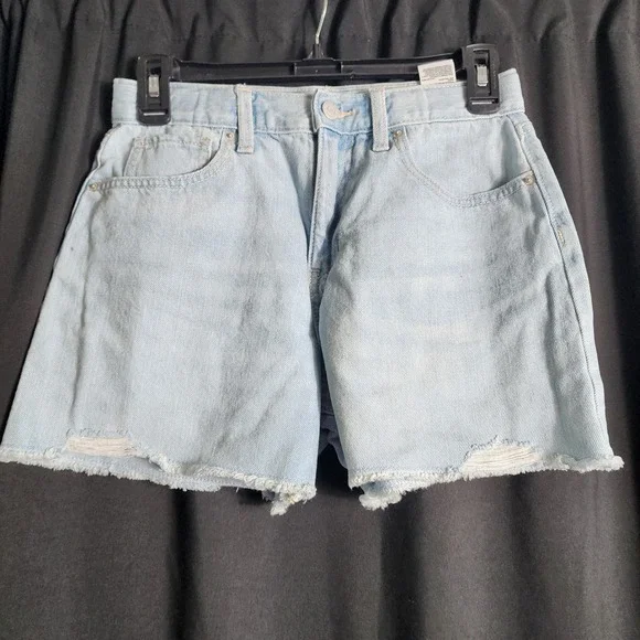 Old Navy High Rise Built-In Tough Light Wash Raw Hem Denim Shorts Girls 16
