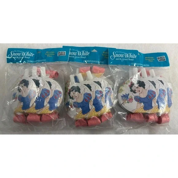 VTG Snow White Party, Disney, Princess Blowouts (Serpentins, Pitos) 3 sets of 8