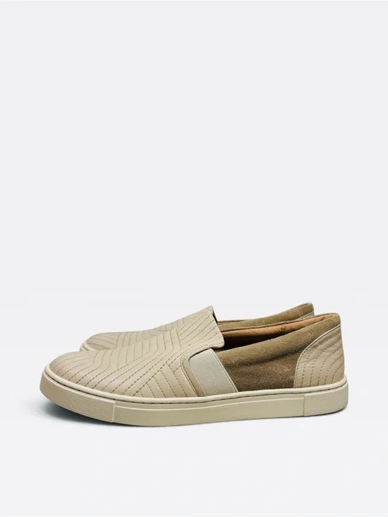 Frye Ivy Stitch Beige Ivory Women’s Slip On Leather Sneakers Comfort Sporty 8.5