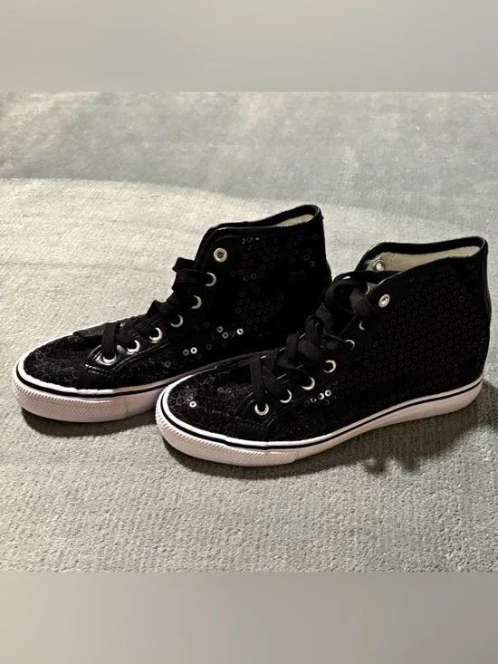 balera Black Sequin High-Top Sneakers