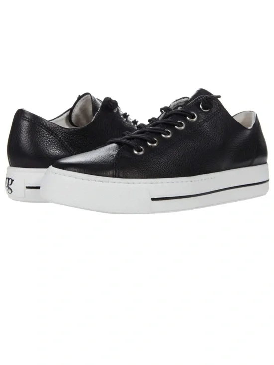 Paul Green Hadley Black Leather Low-Top Sneakers with White Sole