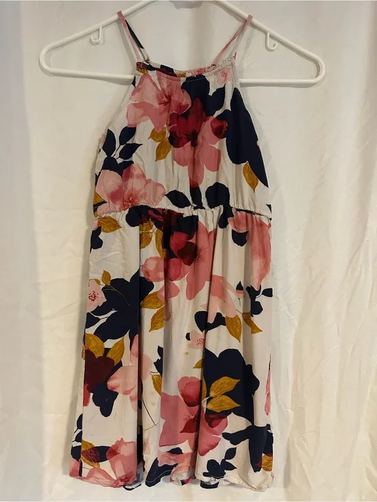 Old Navy Floral Halter Dress in Pink, Navy & Mustard