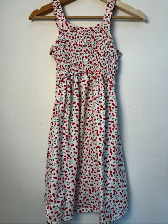 Old Navy White Sundress with Red Cherry Print Girls size XL (14)