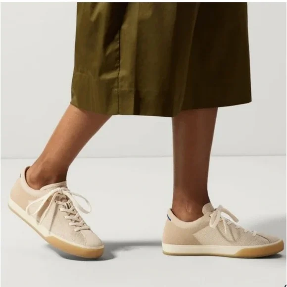 Rothy's Sneakers The Lace Up Size 6 Light Beige Knit Sustainable Biscuit