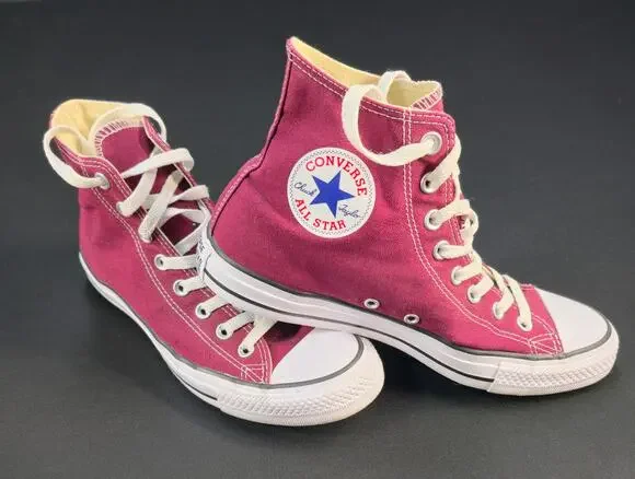 Converse Chuck Taylor All Star High Top Burgandy Canvas Shoes Men's 8 Women's 10