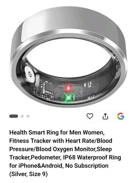 Smart Ring Sleep Tracking -  Heart Rate Fitness Tracker Waterproof size 9 black