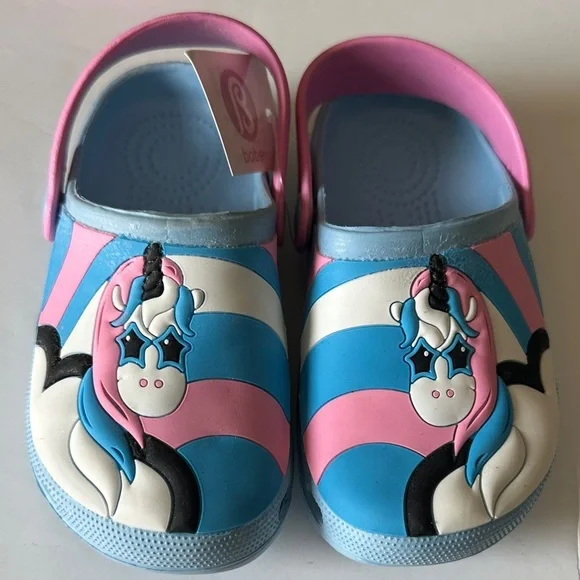 Kids Girls Toddlers Unicorn Clog Sandals Blue Pink Size 8/27