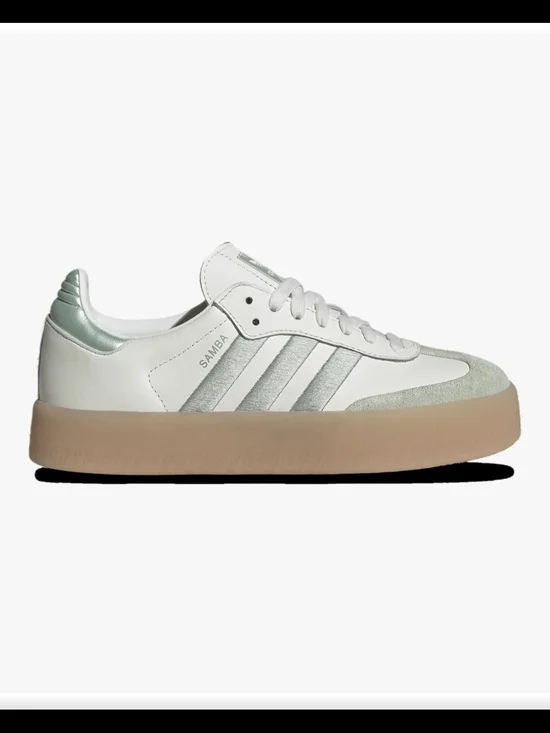 Adidas Samba Platform Sneaker in White with Mint Green