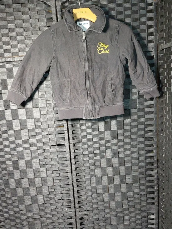 Corduroy Full Zip Embroidered Bomber Jacket for Toddler Boys