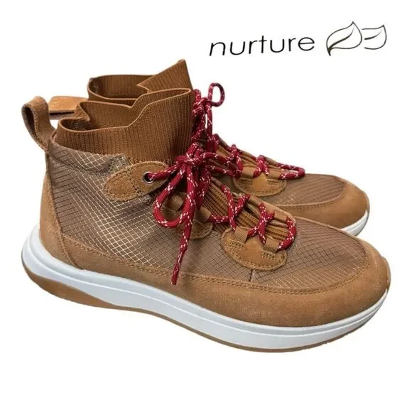 Nurture Response Women's Elias Mixed Platform High-top Tan Sneakers 7.5