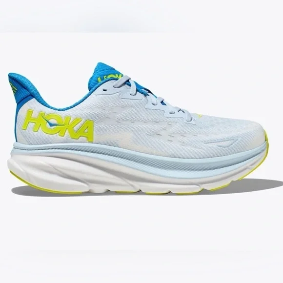 Hoka Women's Light Blue and Lime Sneakers