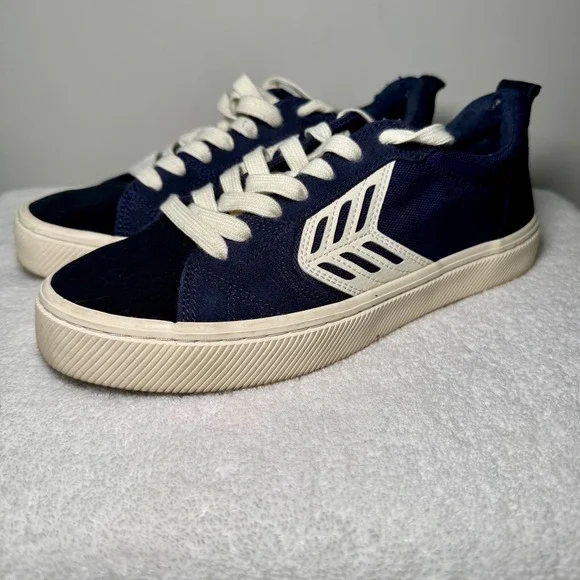 Cariuma x Master-Piece OCA Low Navy Blue Suede Canvas Sneakers Women 8 Men 6.5