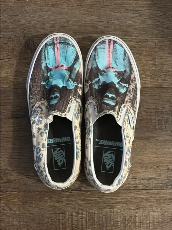 Vans Slip-On Sneakers with Blue and Pink Graphic