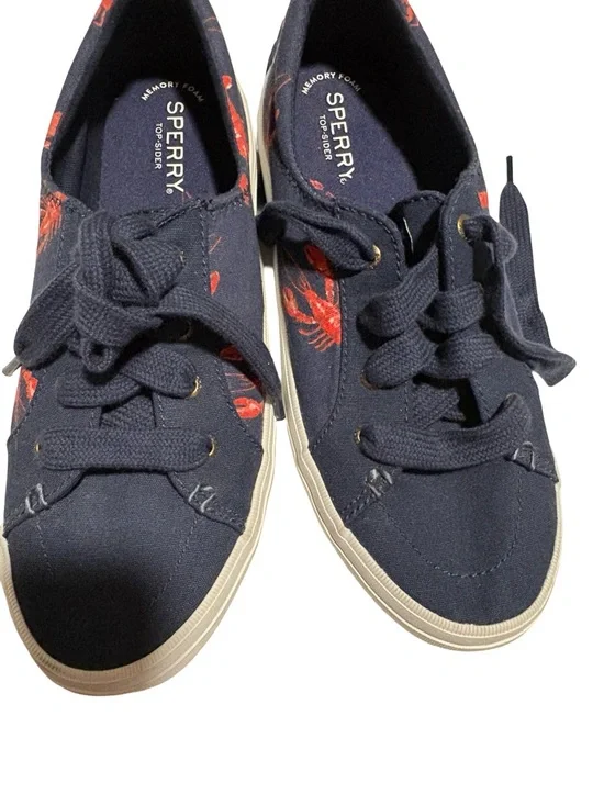 Sperry Top-Sider Crest Vibe Navy Lobster Print Sneakers Size 7