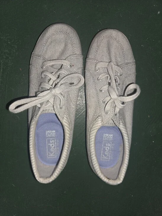 Keds Light Gray Canvas Sneakers with Blue Insole