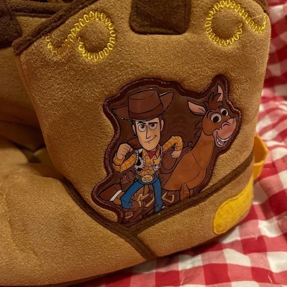 Toddler Toy Story 4 Soft Tan/Brown Ankle Slippers w/Spurs+ Woody Figure-Size 2/3