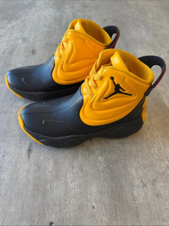 Jordan Drip 23 High-Top Kids Yellow Black Dual Rain Boots/Athletic Shoes