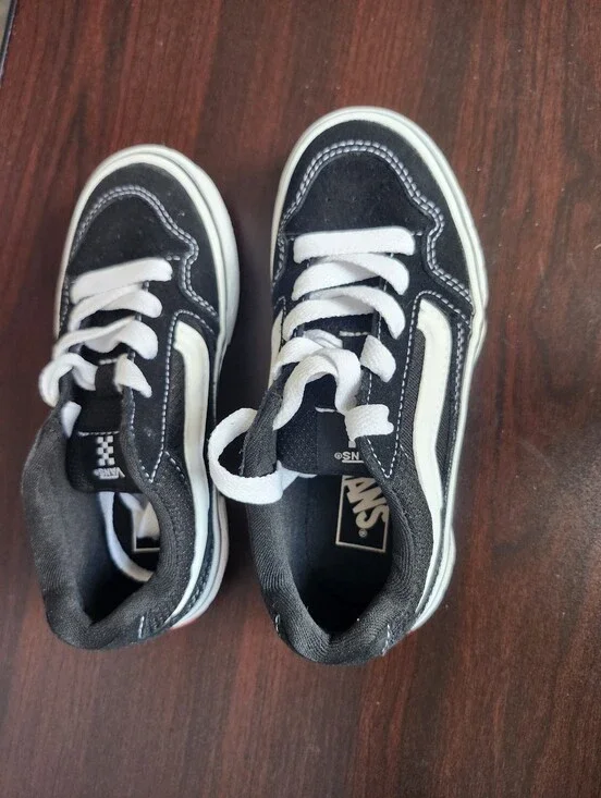 Vans Kids Black and White Classic Skate Sneakers