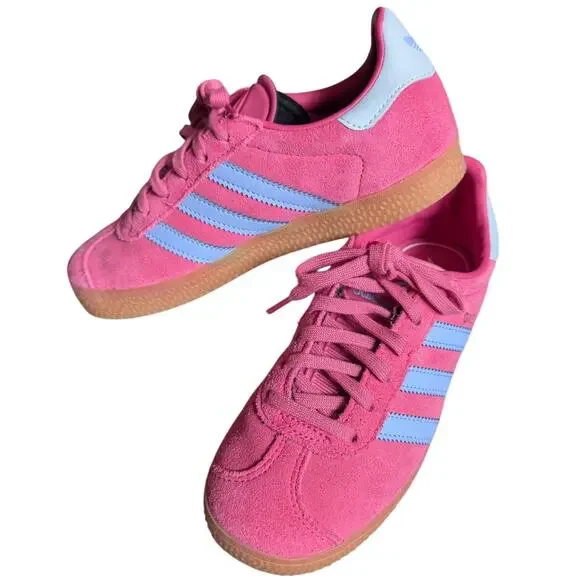 Shock Pink Blue Spark Adidas Gazelles JR5944 Size Youth 2