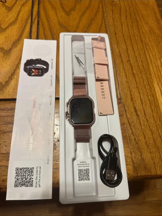 Rose Gold Smartwatch with Mesh and Silicone Bands - Unbranded
