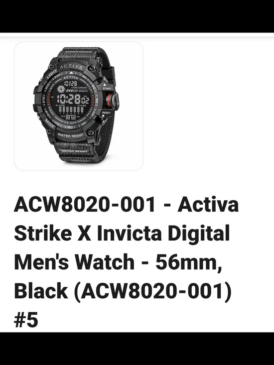 Activa Strike X Digital Men's Watch - Black with Red Accent