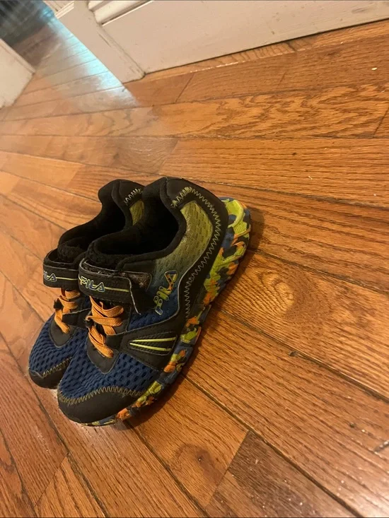 Fila Kids Navy, Green and Orange Athletic Sneakers