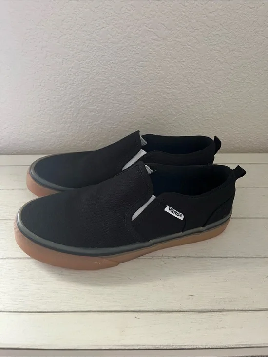 Vans Black Slip-On Sneakers with Gum Sole