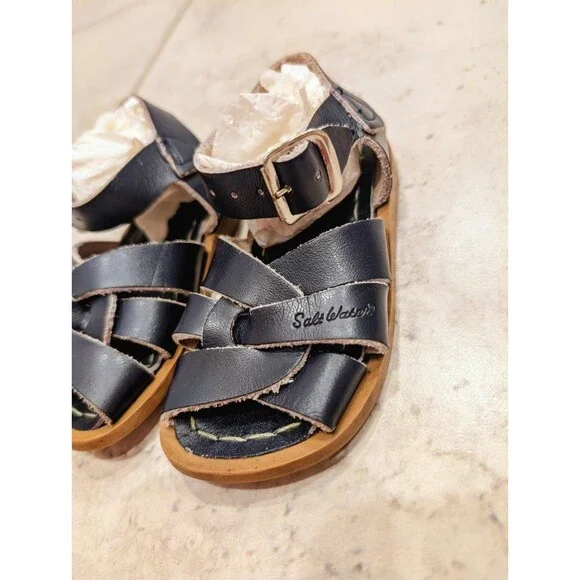 Toddler Girls Size 5 Salt Water Summer Sandals Dark Blue Interwoven Leather