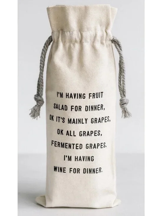 New Sugarboo Designs Co Wine For Dinner Gift Bag Drawstring Linen