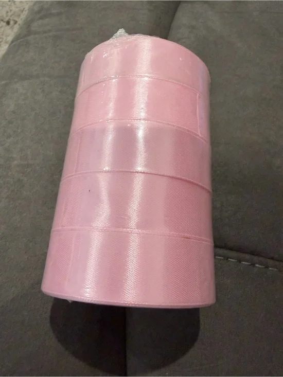 Pink Satin Grosgrain Ribbon Roll set of 5 , 75yard long/ 1.5 inch wide