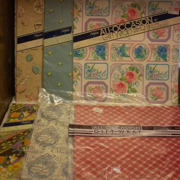 Vintage All Occasion Flat Wrap 20x30 Sheets New Old Stock Unopened Lot of 6