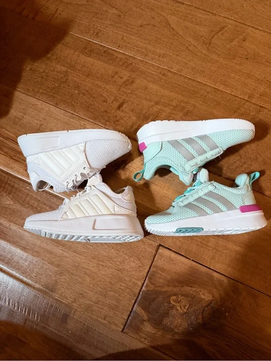 adidas Kids Sneakers - White & Mint with Pink Accent