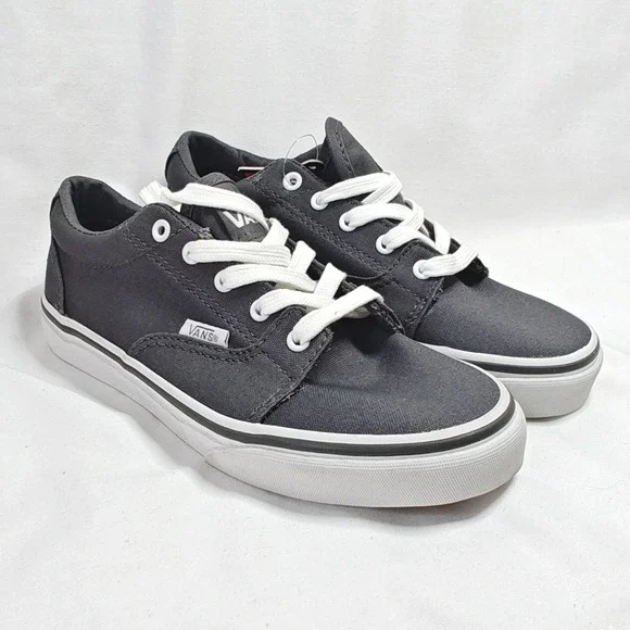 Vans Kress Sneakers Grey White Canvas Lace Up Youth Size 1 New Unisex