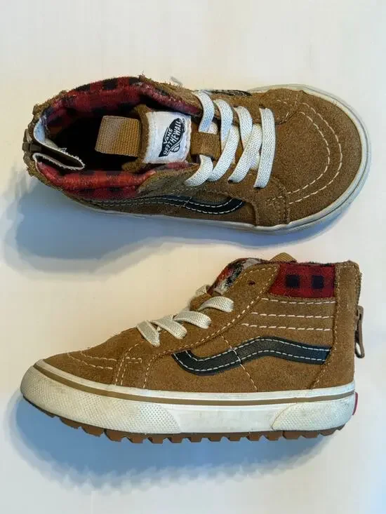 Vans Toddler Sk8-Hi Zip MTE-1 Plaid Brown Suede Winter Boots Size 6 (little kid)