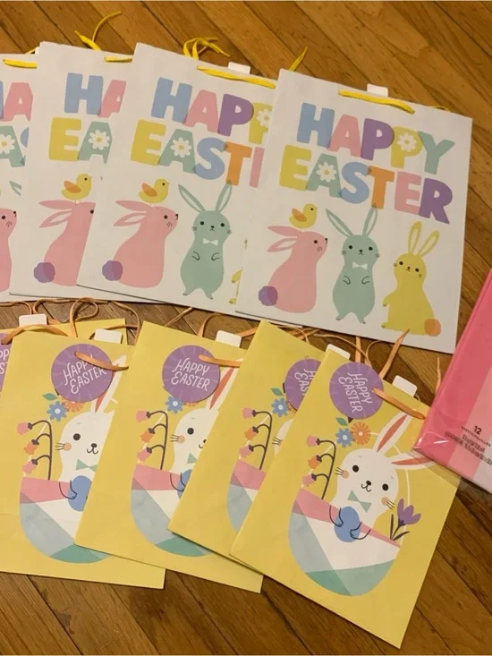 Happy Easter Bunny Gift Bags - Yellow & Pastel