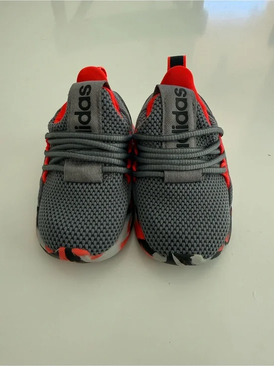 adidas Kids Gray & Red Knit Slip-On Sneakers