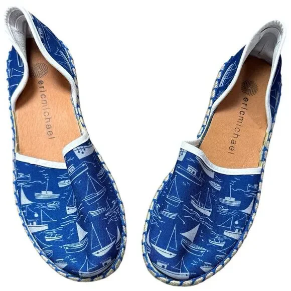 Eric Michael Blue Sailboat Nautical Slide on Sneakers