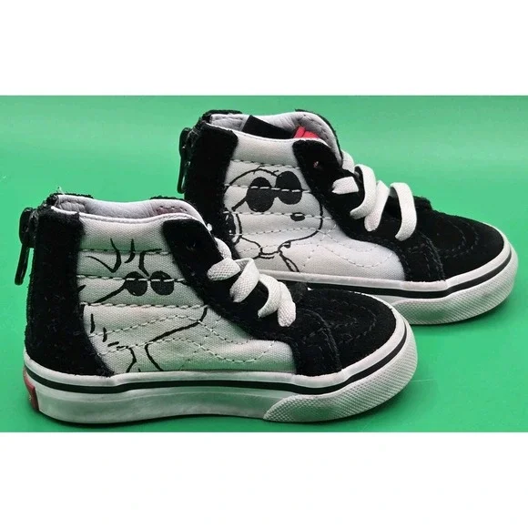 Vans x Peanuts SK8-Hi Sneaker - Joe Cool Snoopy Woodstock Black - Toddler 4.5 US