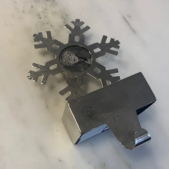 Silver Snowflake Photo Stocking Holder