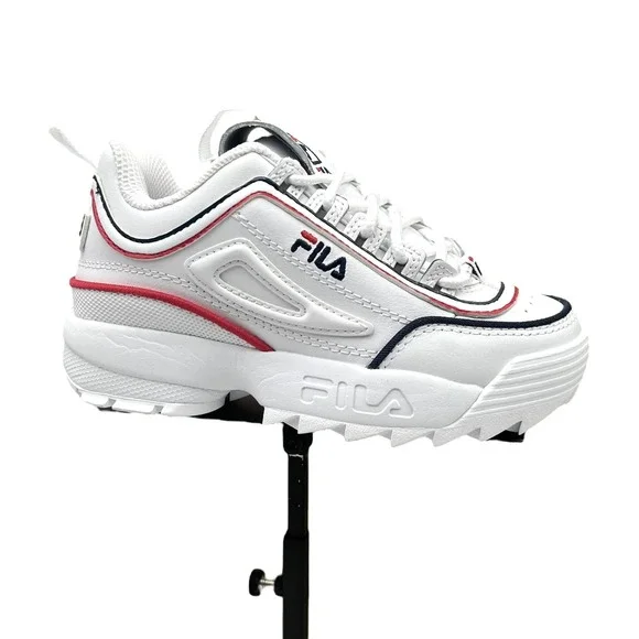 Fila Disruptor II Unisex Kids Little Boys Girls Leather Sneakers Size 12‎ White