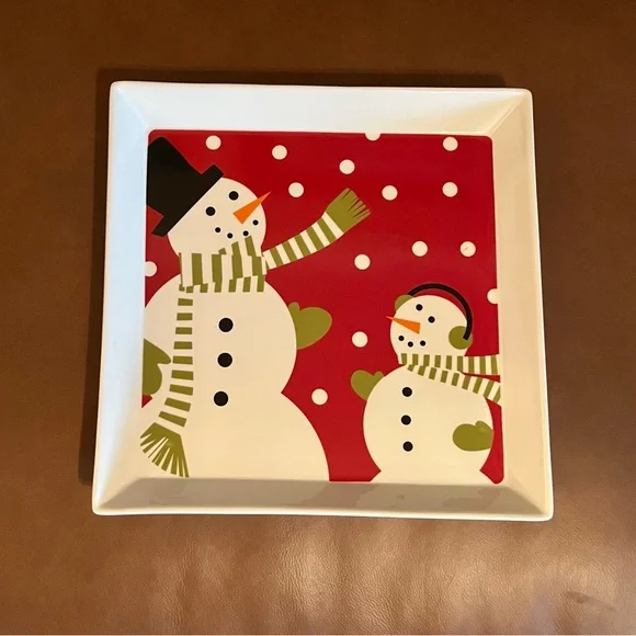 Crate and Barrel Snowman 12” Platter