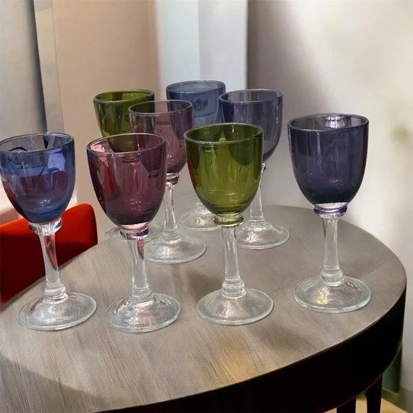 Crate and Barrel Colored Wine Goblets (Set of 8)