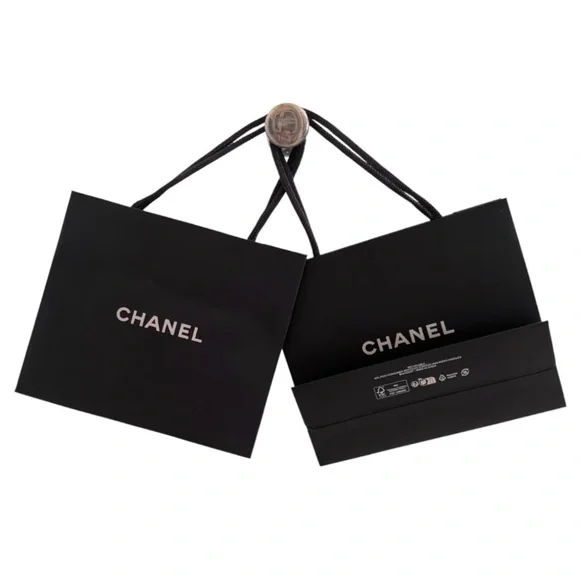🆕💞CHANEL Gift Bags Adorned w/ Camellia Flower • BLACK • SET of TWO (2)
