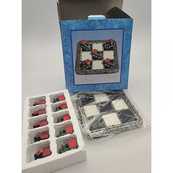 Vintage Cracker Barrel Miniature Tic Tac Toe Board Game‎ Train Engines 11 Pieces