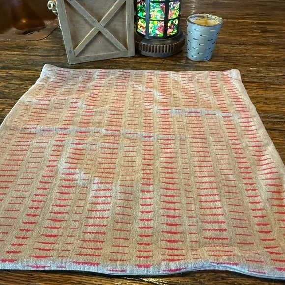 Crate and Barrel Yates Striped Red and Gray Home Decor Pillow Zipper Euro Size