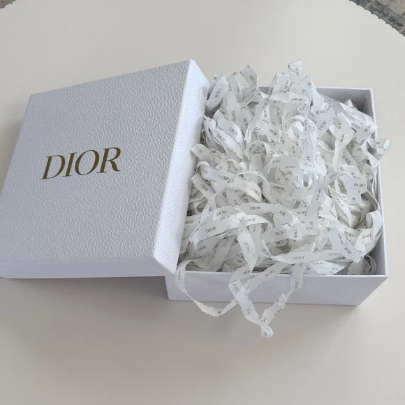 Dior White Gift Box with Gold Logo and Branded Ribbon Fill